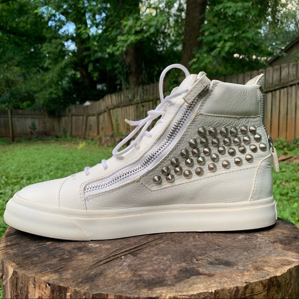 Giuseppe Zanotti white spiked high top sneakers EUR 42 - Picture 8 of 15